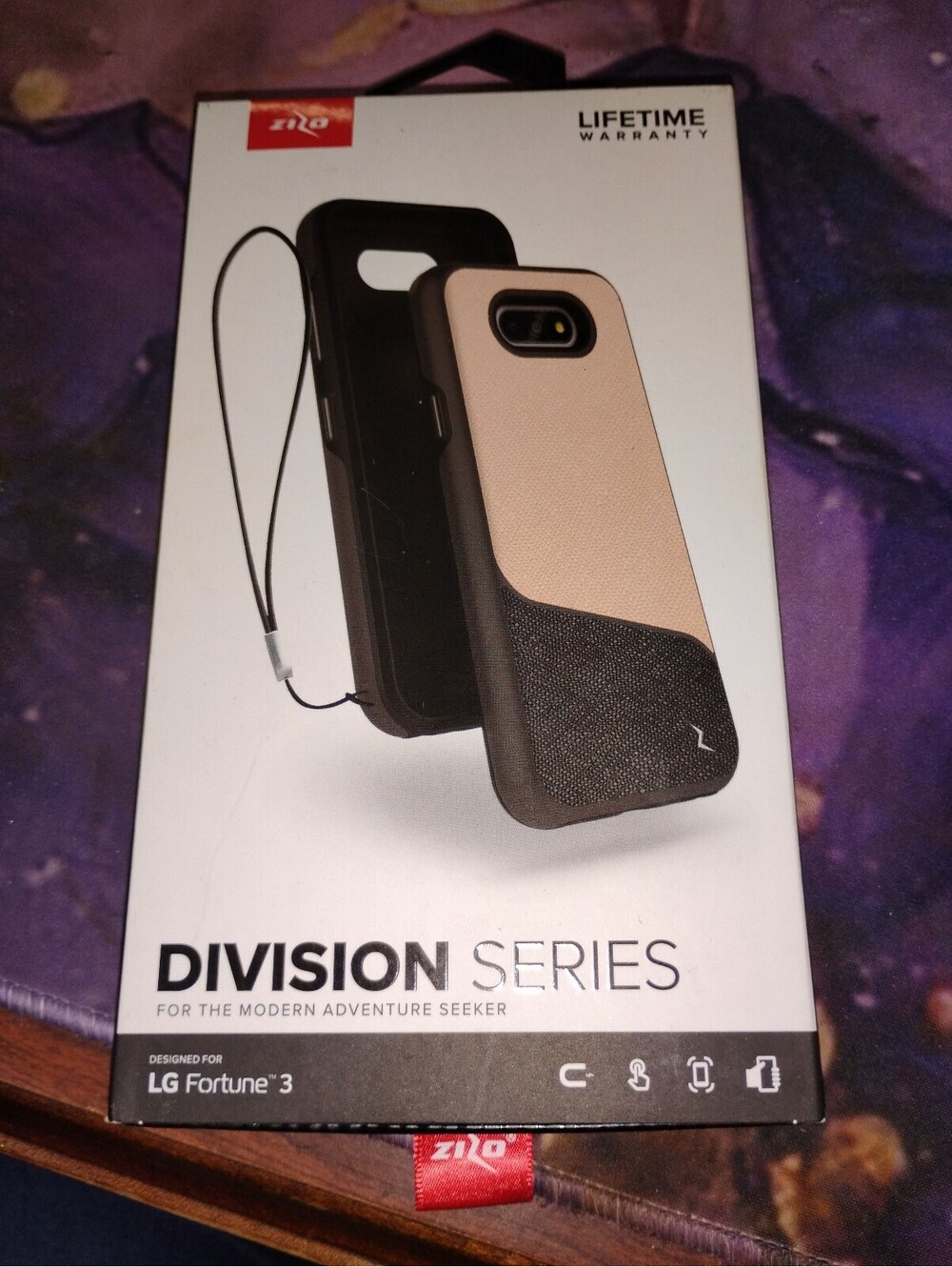Zizo Division Series Protective Phone Case for LG Fortune 3 - Black and Beige
